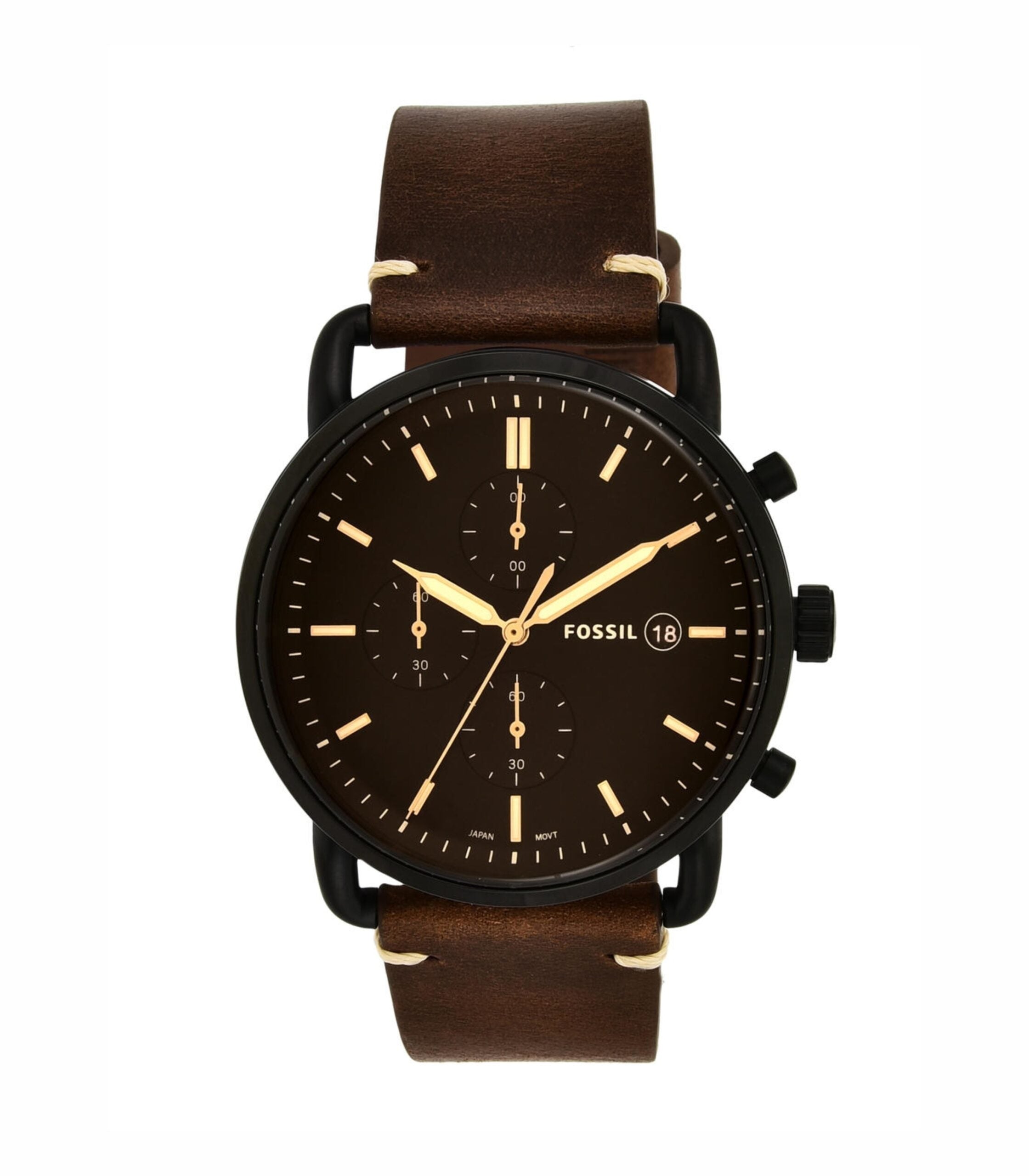 Premium Fossil The Commuter Chronograph Brown Leather Watch For Men
