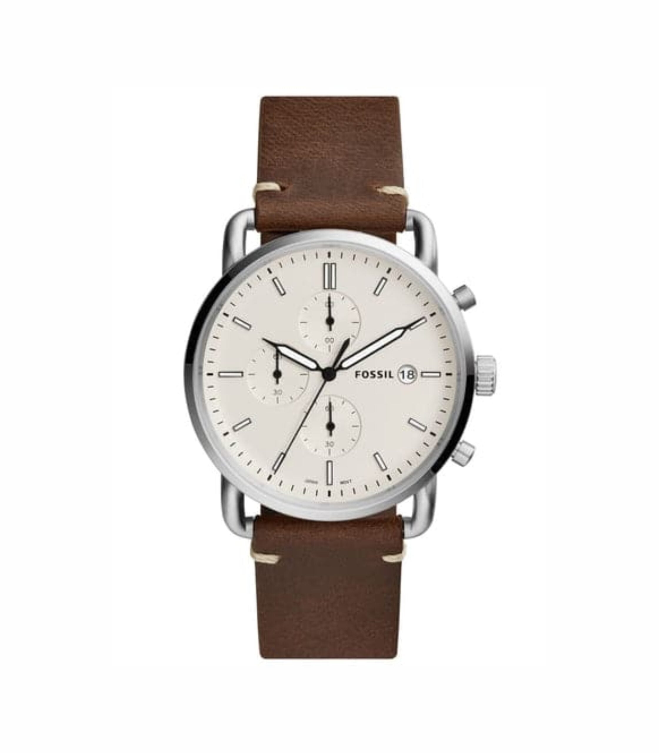 Premium Fossil The Commuter Chronograph Brown Leather Watch For Men