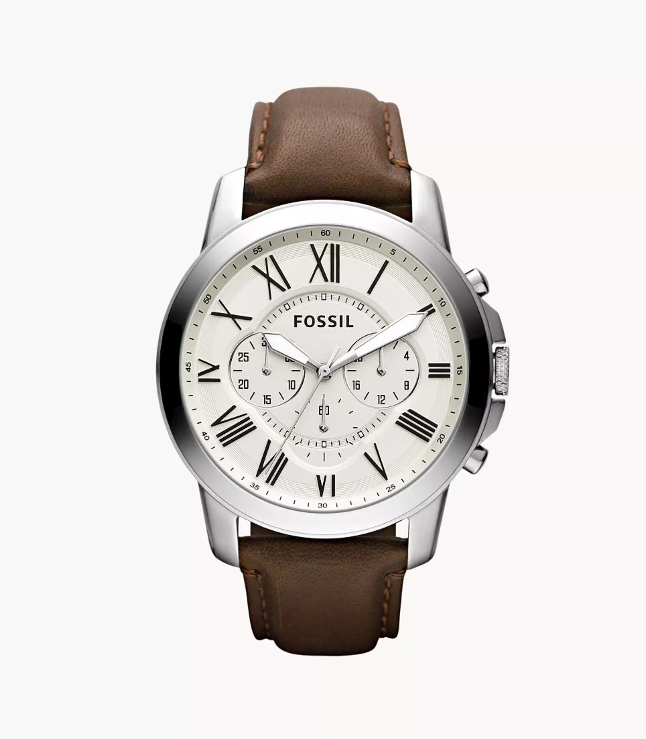 Premium Fossil Grant Chronograph Brown Leather Watch For Men