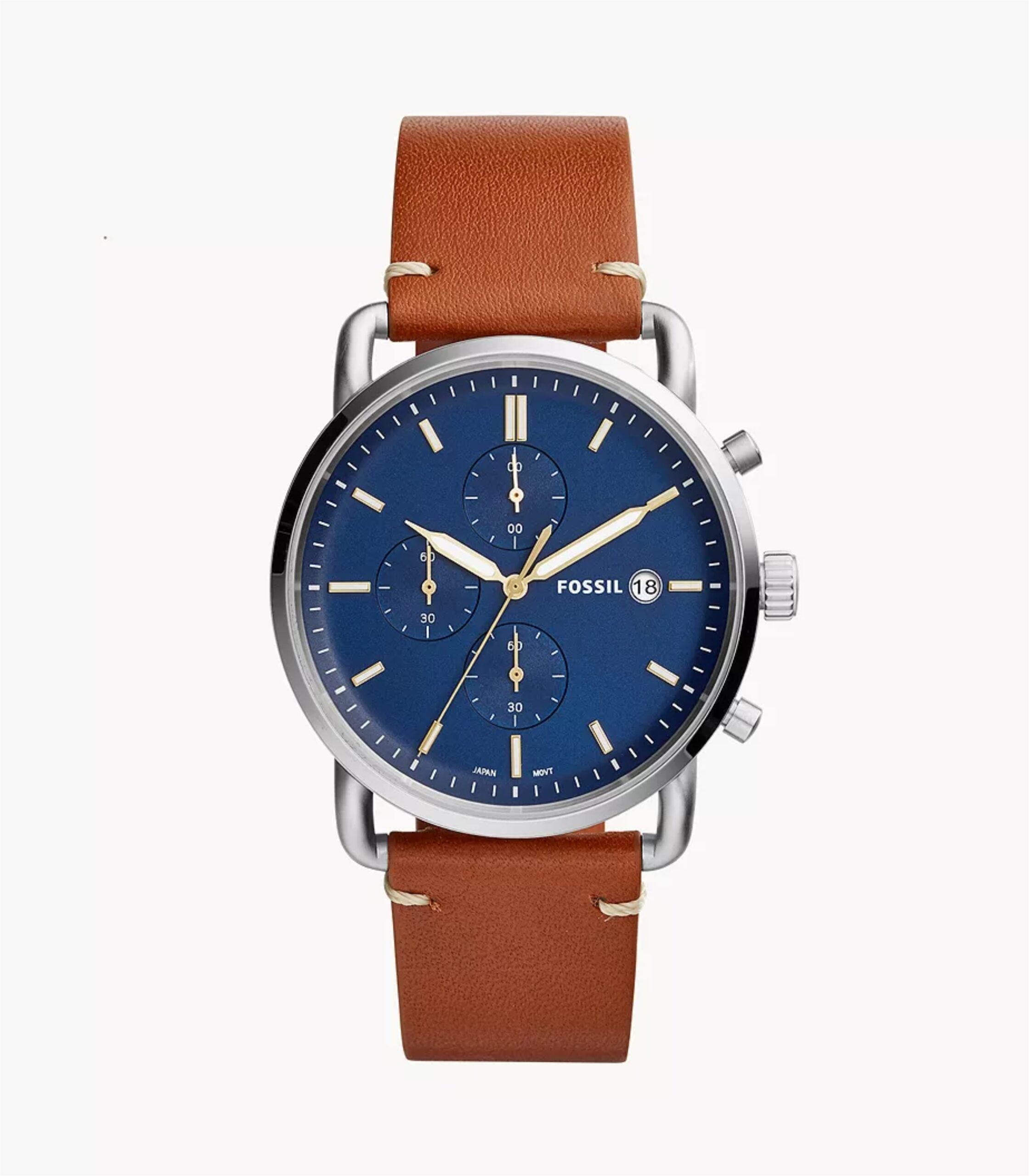 Premium Fossil The Commuter Chronograph Light Brown Leather Watch For Men